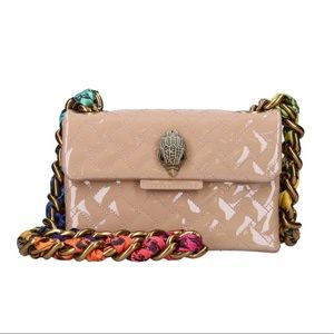 Kurt Geiger Camel Patent Leather Quilted Mini Kensington Scarf Chain Bag
